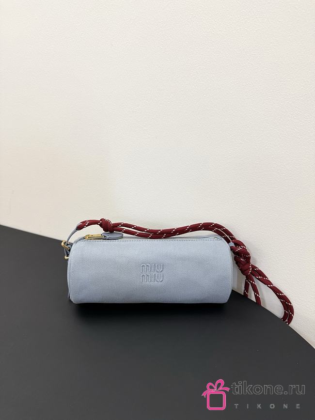 Miumiu Gabardine Pouch Light Blue/Red 5NE853 - 22x9x9cm - 1