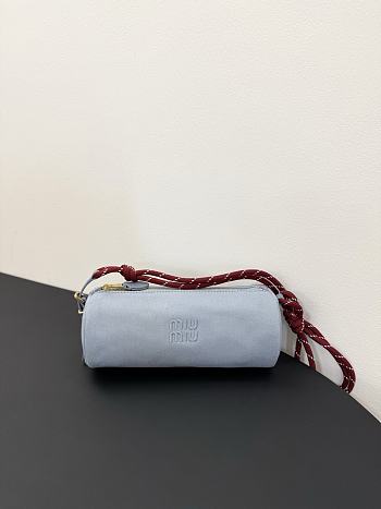 Miumiu Gabardine Pouch Light Blue/Red 5NE853 - 22x9x9cm