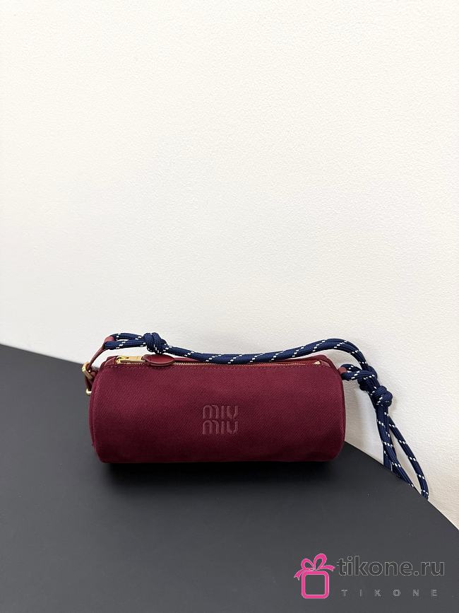 Miumiu Gabardine Pouch Cherry/Blue 5NE853 - 22x9x9cm - 1
