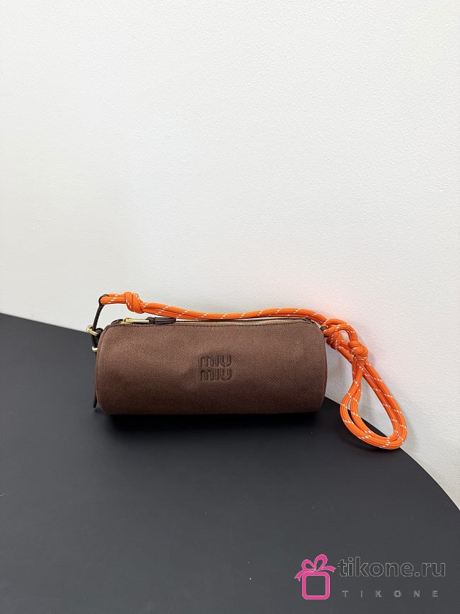 Miumiu Gabardine Pouch Brown/Orange 5NE853 - 22x9x9cm - 1