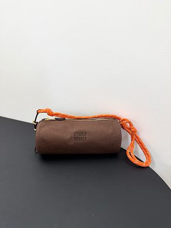 Miumiu Gabardine Pouch Brown/Orange 5NE853 - 22x9x9cm