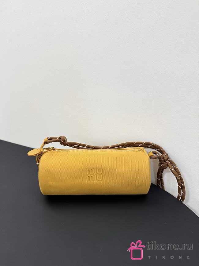 Miumiu Gabardine Pouch Yellow/Brown 5NE853 - 22x9x9cm - 1