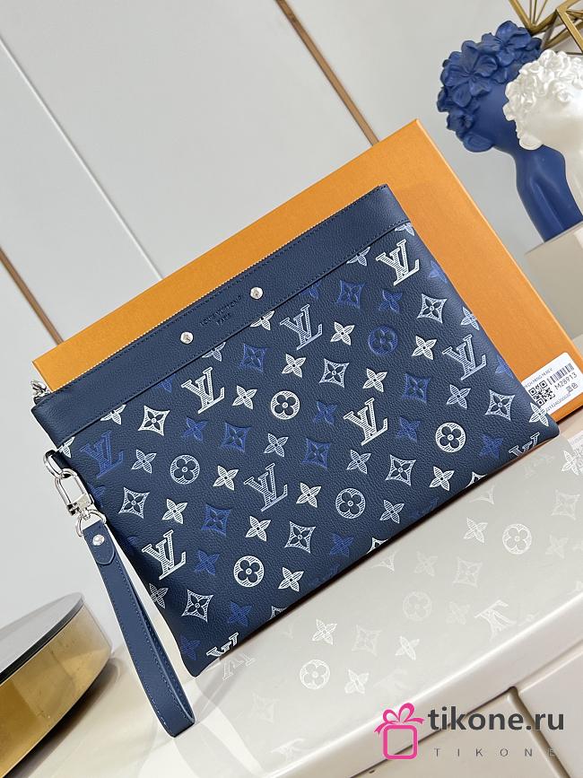 LV Pochette To-Go Bag Monogram Shadow Calfskin Leather Navy Blue M28913 - 30x21.5x1cm - 1