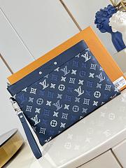 LV Pochette To-Go Bag Monogram Shadow Calfskin Leather Navy Blue M28913 - 30x21.5x1cm - 1