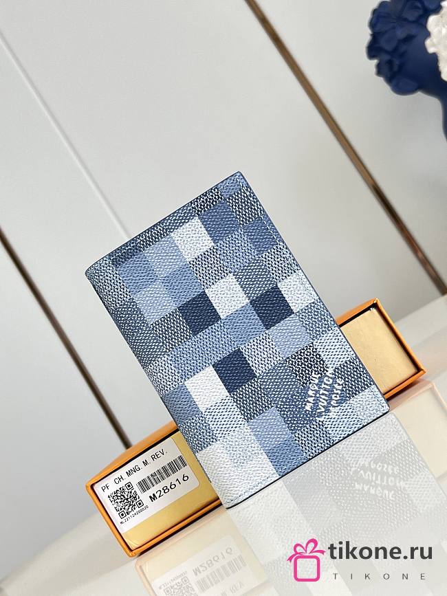 LV Passport Cover Damoflage Canvas Indigo Blue M28616 - 14x2.5x10cm - 1