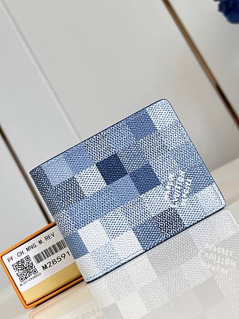 LV Slender Wallet Damoflage Canvas Indigo Blue M28591 - 11x8.5x2cm