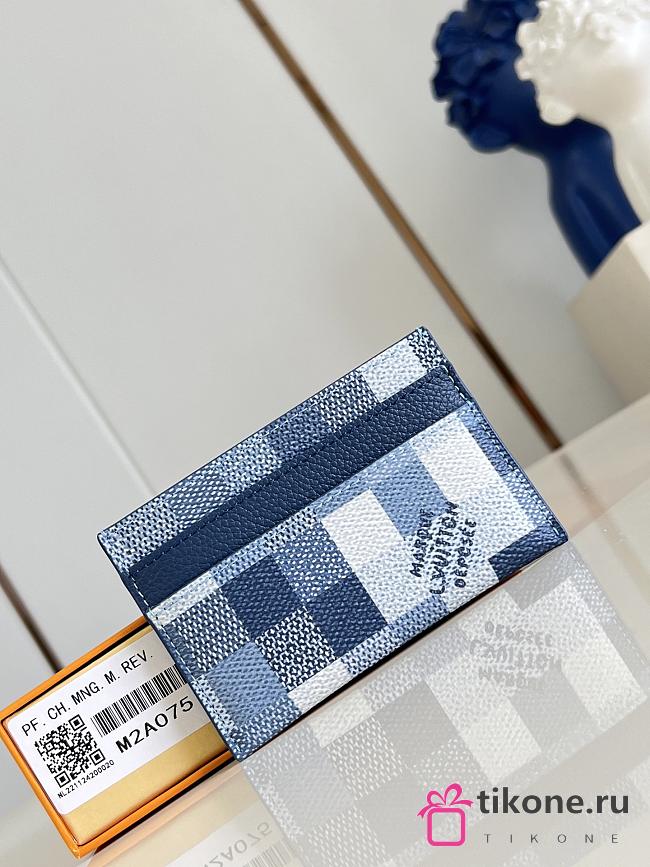 LV Double Card Holder Damoflage Canvas Indigo Blue M2A075 - 11x7x1.5cm - 1