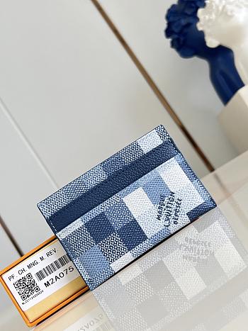 LV Double Card Holder Damoflage Canvas Indigo Blue M2A075 - 11x7x1.5cm