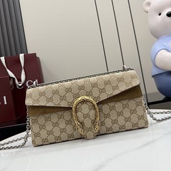 Gucci Dionysus Medium Shoulder Bag Sand and Brown GG Canvas ‎874735 - 28x14x7cm