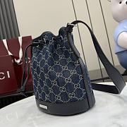 Gucci Venice Small Bucket Bag Dark Blue Washed GG Denim 875237 - 23.5x21x14cm - 6