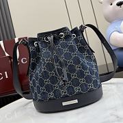 Gucci Venice Small Bucket Bag Dark Blue Washed GG Denim 875237 - 23.5x21x14cm - 5