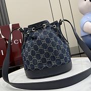 Gucci Venice Small Bucket Bag Dark Blue Washed GG Denim 875237 - 23.5x21x14cm - 3