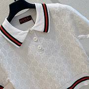 Gucci GG Extra Fine Cotton Jacquard Polo Shirt White - 5