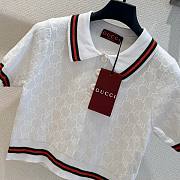 Gucci GG Extra Fine Cotton Jacquard Polo Shirt White - 3
