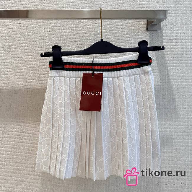 Gucci GG Extra Fine Cotton Jacquard Skirt White - 1