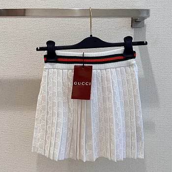 Gucci GG Extra Fine Cotton Jacquard Skirt White