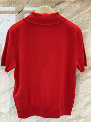 Gucci Knit Wool Polo Shirt With Embroidery In Red ‎867226  - 6