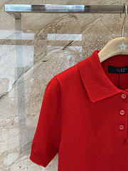 Gucci Knit Wool Polo Shirt With Embroidery In Red ‎867226  - 3