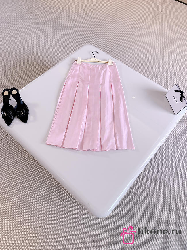 Gucci Silk Twill Pleated Midi Skirt In Light Pink ‎864510 - 1
