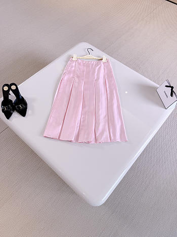 Gucci Silk Twill Pleated Midi Skirt In Light Pink ‎864510