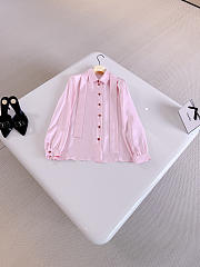 Gucci Silk Twill Shirt With Bow In Light Pink - 1