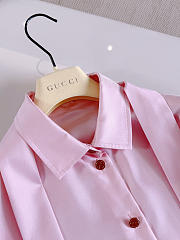 Gucci Silk Twill Shirt With Bow In Light Pink - 5