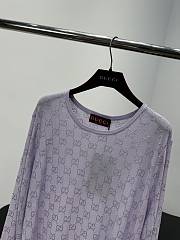 Gucci Fine Silk T-Shirt With GG Crystals In Lilac 852233 - 4