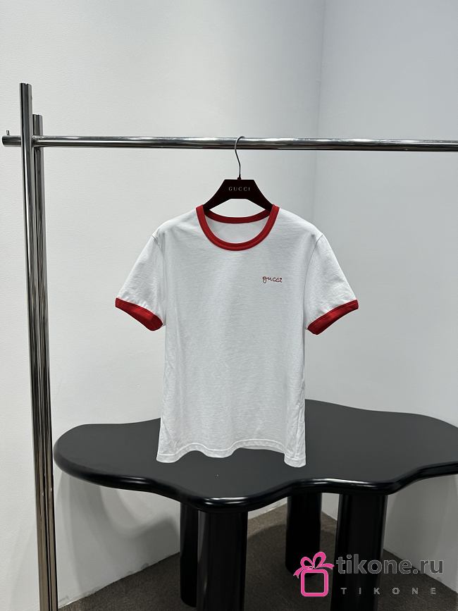Gucci Cotton Jersey T-Shirt With Embroidery In White ‎859729 - 1