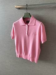 Gucci Knit Wool Polo Shirt With Embroidery In Pink ‎867226 - 6
