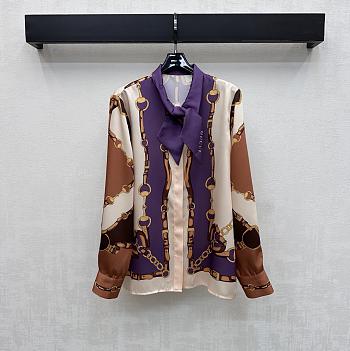 Gucci Printed Silk Till Shirt In Brown 855593