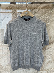 Gucci Cashmere Silk Top With Intarsia In Grey ‎836747 - 1