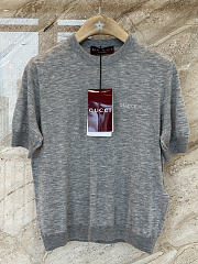 Gucci Cashmere Silk Top With Intarsia In Grey ‎836747 - 5