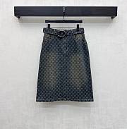 Gucci GG Cotton Denim Jacquard Skirt Blue 864766 - 1