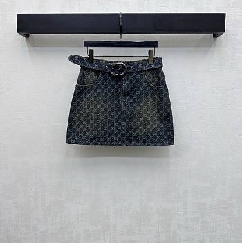 Gucci GG Cotton Denim Jacquard Mini Skirt 864767