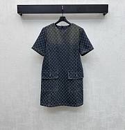 Gucci GG Cotton Denim Jacquard Dress Blue - 1
