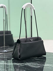 Prada Passage Medium Leather Bag With Re-Nylon Flap Black 1BA495 - 28.5x14.5x12cm - 6