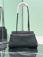 Prada Passage Medium Leather Bag With Re-Nylon Flap Black 1BA495 - 28.5x14.5x12cm - 5