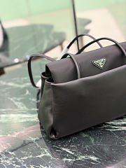 Prada Passage Medium Leather Bag With Re-Nylon Flap Black 1BA495 - 28.5x14.5x12cm - 3