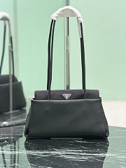 Prada Passage Medium Leather Bag With Re-Nylon Flap Black 1BA495 - 28.5x14.5x12cm - 2