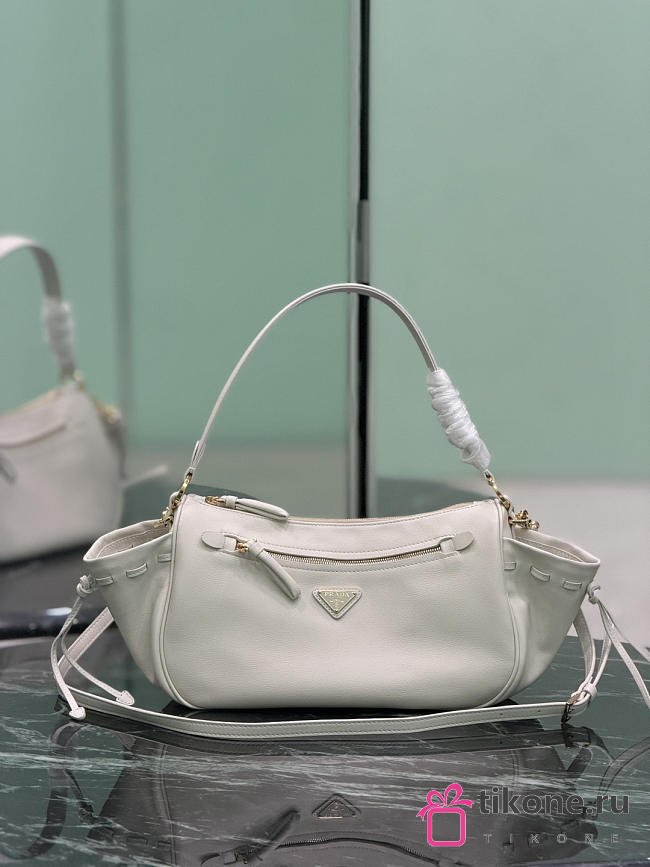 Prada Small Leather Bag White 1BC296 - 27x18x9.5cm - 1