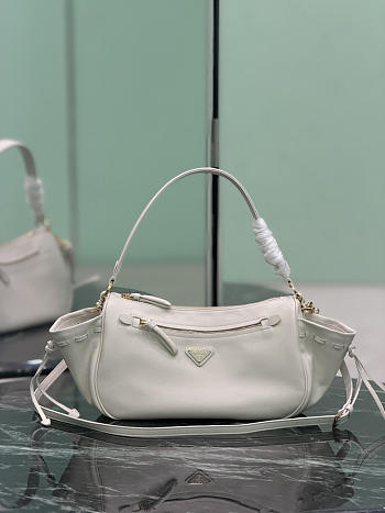 Prada Small Leather Bag White 1BC296 - 27x18x9.5cm
