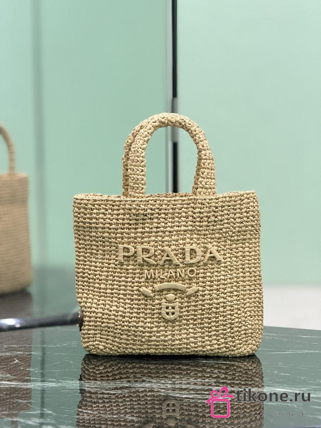 Prada Small Crochet Tote Bag Natural 1BG422 - 24x24x8cm - 1