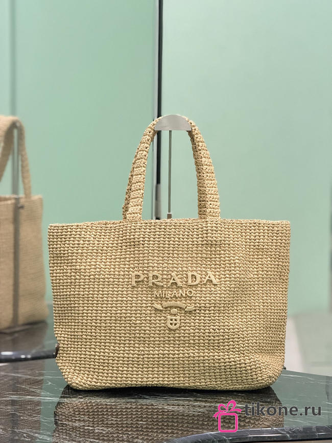 Prada Crochet Tote Bag Natural 1BG392 - 40x34x15cm - 1