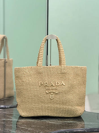 Prada Crochet Tote Bag Natural 1BG392 - 40x34x15cm