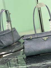 Prada Bonnie Medium Leather Handbag 1BA426 Aviation Blue - 32x15.5x12cm - 5