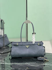 Prada Bonnie Medium Leather Handbag 1BA426 Aviation Blue - 32x15.5x12cm - 3
