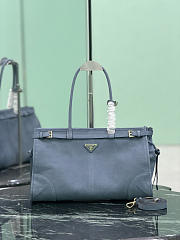 Prada Bonnie Large Leather Handbag 1BA433 Aviation Blue - 38x24x12cm - 1