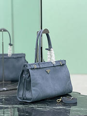 Prada Bonnie Large Leather Handbag 1BA433 Aviation Blue - 38x24x12cm - 4