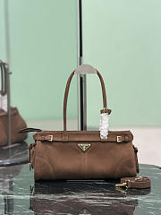 Prada Bonnie Medium Suede Handbag 1BA426 Coca Brown - 32x15.5x12cm - 1