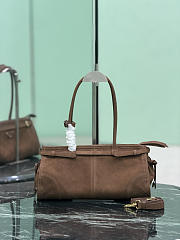 Prada Bonnie Medium Suede Handbag 1BA426 Coca Brown - 32x15.5x12cm - 3